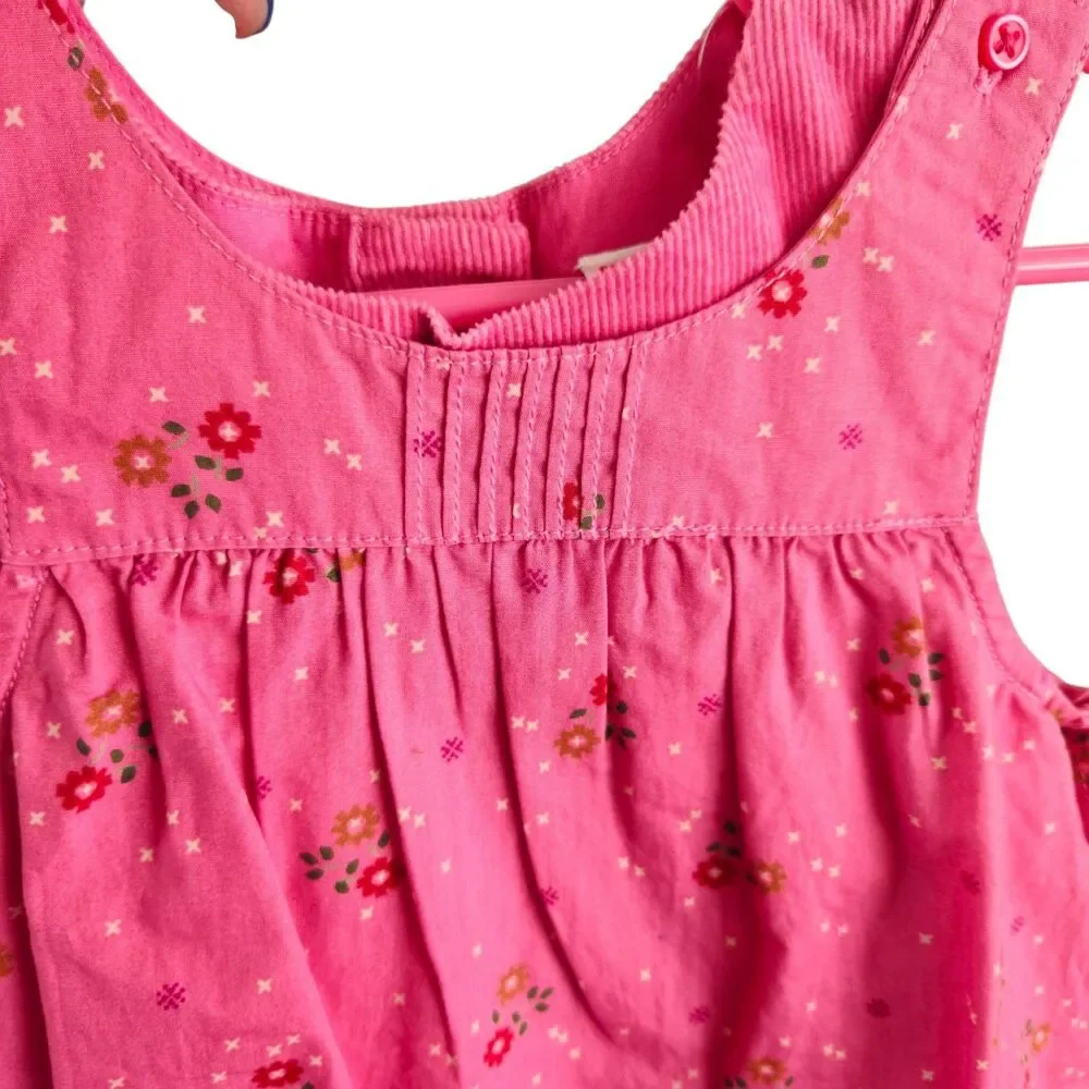 Vintage Gymboree Pinafore Dress With Side Closures 12-18 Months Pink Floral NWT